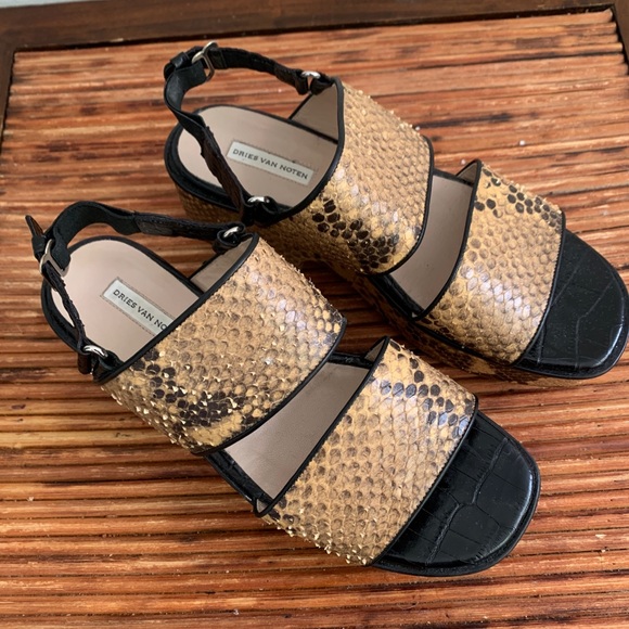 DRIES VAN NOTEN Snakeskin Wedge Sandal 36.5 Italy - Picture 8 of 8